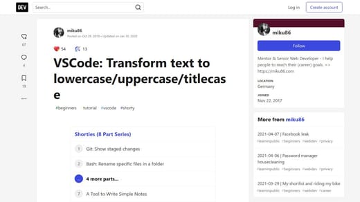 Visual Studio Code: Text-Transformation